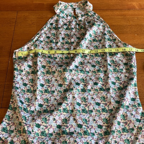 Vila Womens Size 40 (US 8) High Halter Neck Asymmetrical Ruffle Hem Floral Dress - Picture 13 of 14